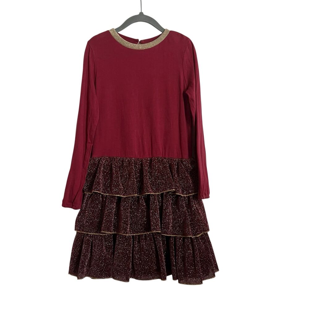 Mini Boden maroon & gold dress
